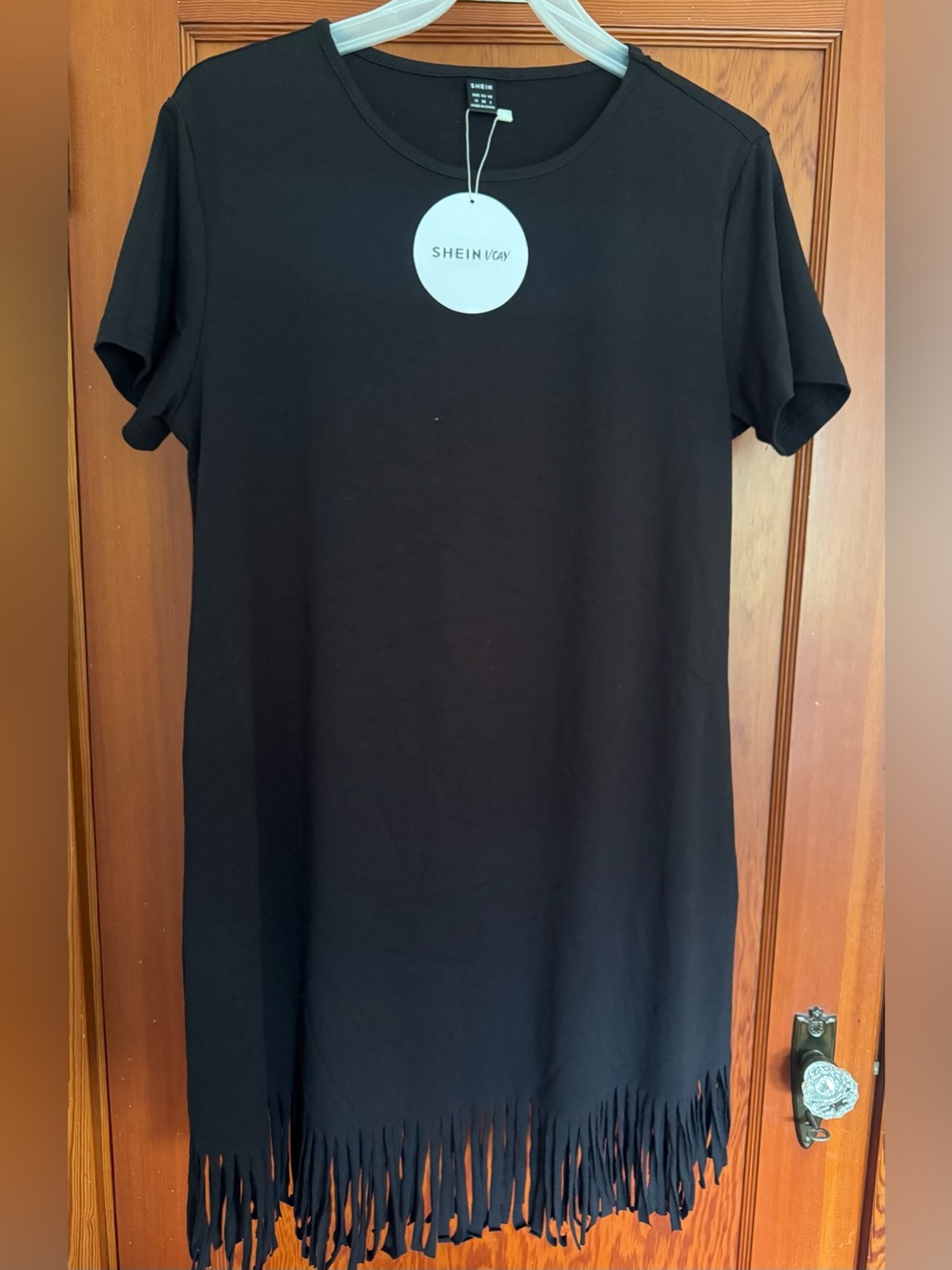 SHEIN Vacay Black Fringe Mini Dress
